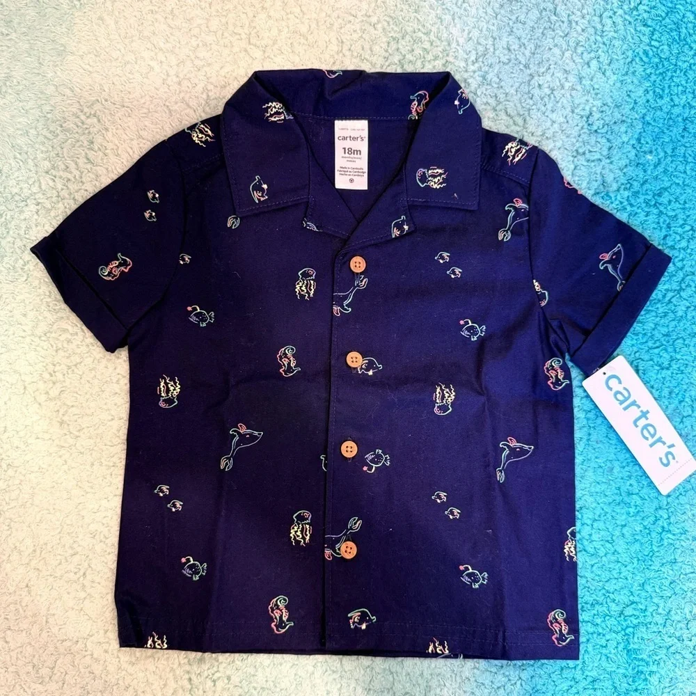 🔥NWT Carter's Navy Blue Kids Matching Set Size 18 months🔥